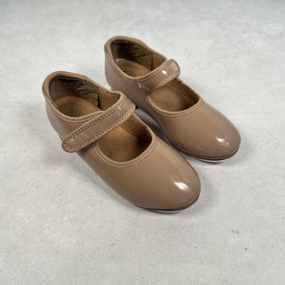 Weissman Tap Dance Shoes Girls Size 10 Tan Patent Mary Jane Strap W2600 - Picture 1 of 13